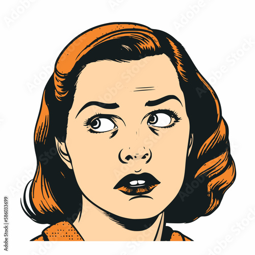 Illustration of a perplexed woman, looking off to one side