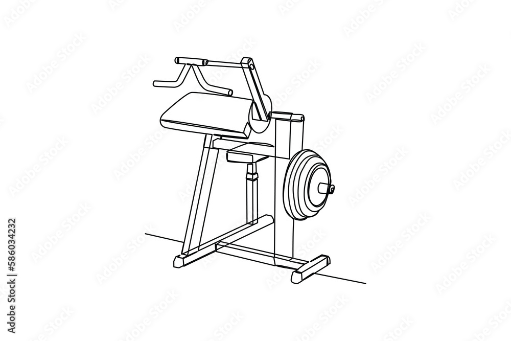 Single one-line drawing a tricep Machine to build triceps muscle. fitness tools concept. Continuous line drawing design graphic vector illustration. Single one-line drawing a tricep Machine to build triceps muscle. fitness tools concept. Continuous line drawing design graphic vector illustration.
