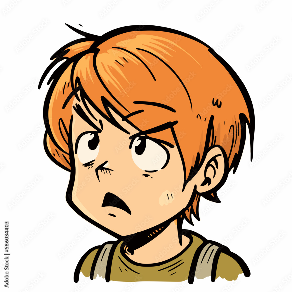 Illustration of a disappointed young boy Illustration of a disappointed young boy