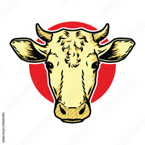 Cow head icon. Outline nand drawn illustration