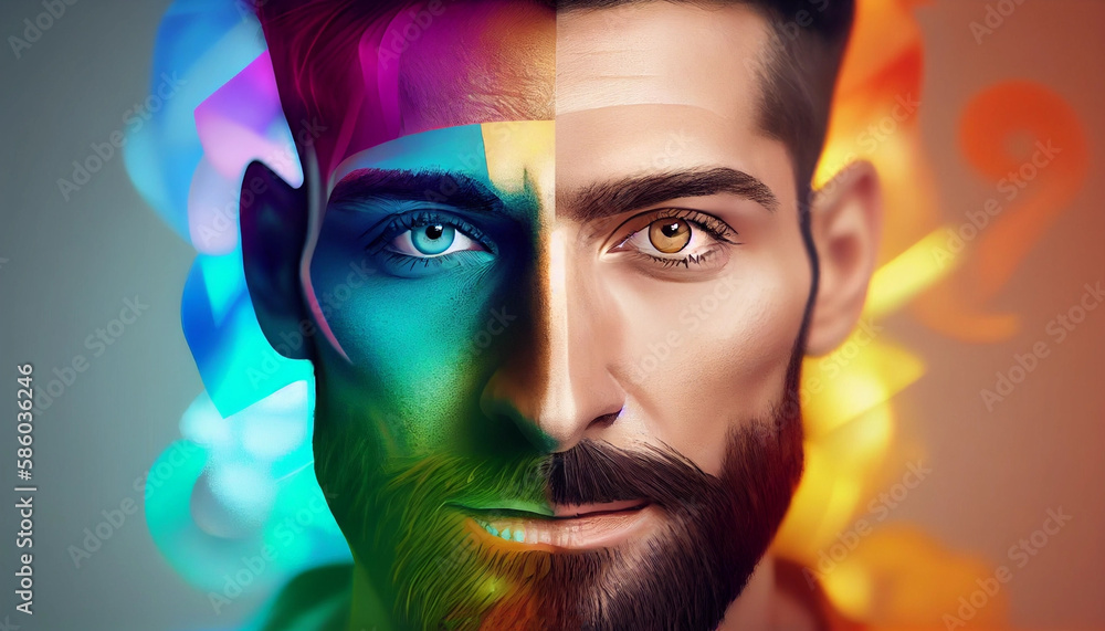 Fototapeta premium LGBTQ・ゲイ・バイセクシャル・トランスジェンダーの男性（AI生成画像） 