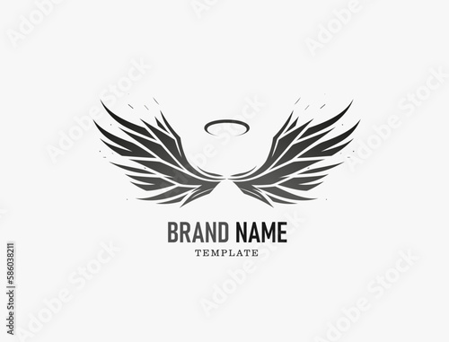 Angel wings logo with nimbus