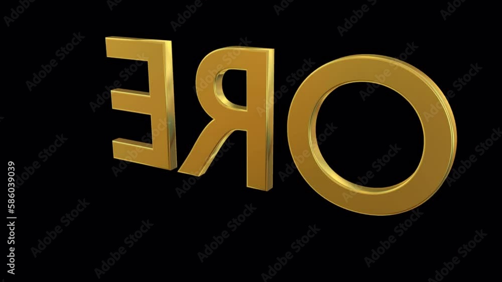 Animated rotating around three dimensional golden text or word Ore. Transparent background, loop able and isolated. Animated rotating around three dimensional golden text or word Ore. Transparent background, loop able and isolated.