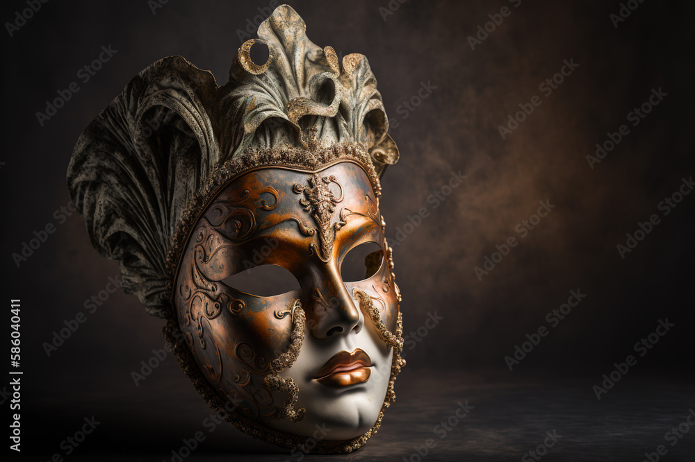Venetian mask against dark background. Generative AI Venetian mask against dark background. Generative AI