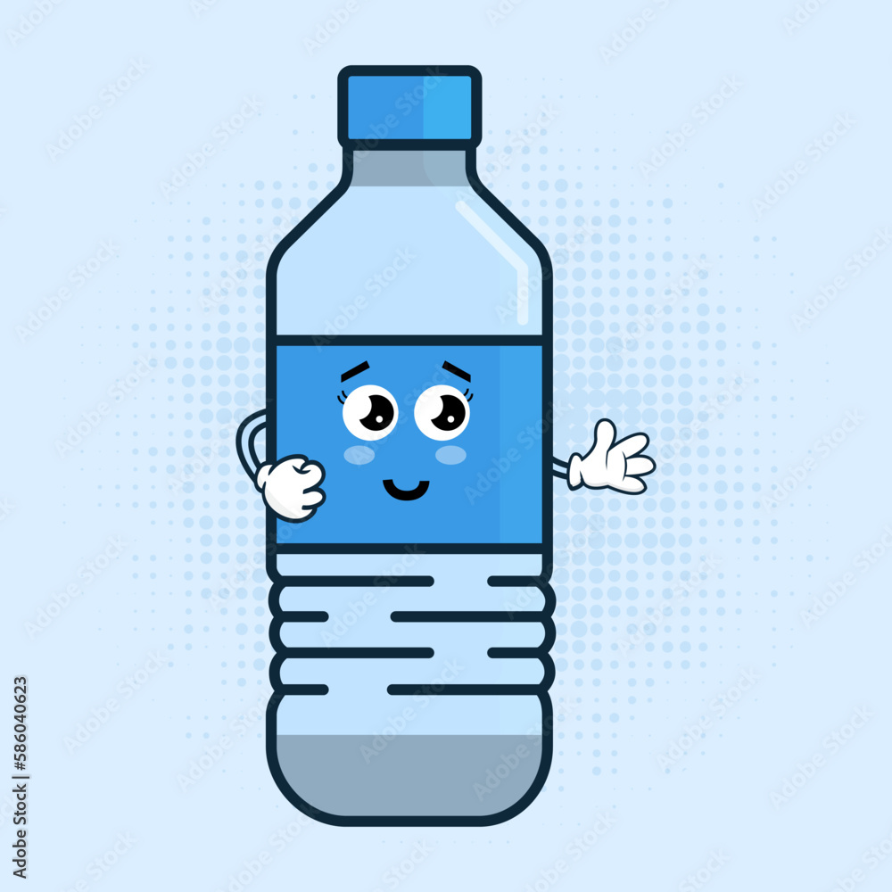 Cute Water Plastic Bottle Character Vector Illustration Cute Water Plastic Bottle Character Vector Illustration