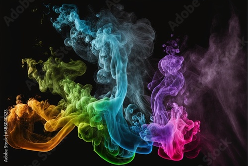 Colorful smoke  abstract background  wallpaper. Color bomb. Printable image. High quality. Generative AI