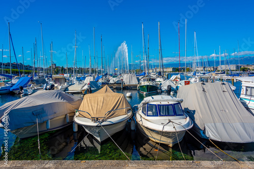 Marina of the swiss city Geneva, Switzerland