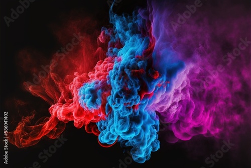 Colorful smoke, abstract background, wallpaper. Color bomb. Printable image. High quality. Generative AI