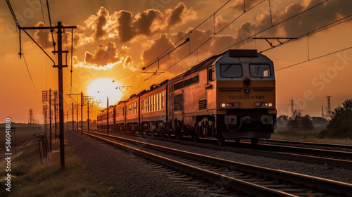 railway in the sunset