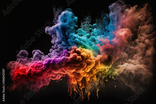 Colorful smoke, abstract background, wallpaper. Color bomb. Printable image. High quality. Generative AI