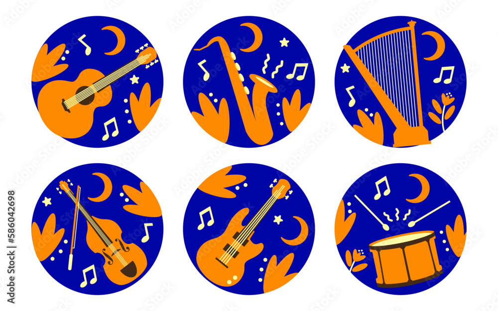 musical instrument sticker set musical instrument sticker set