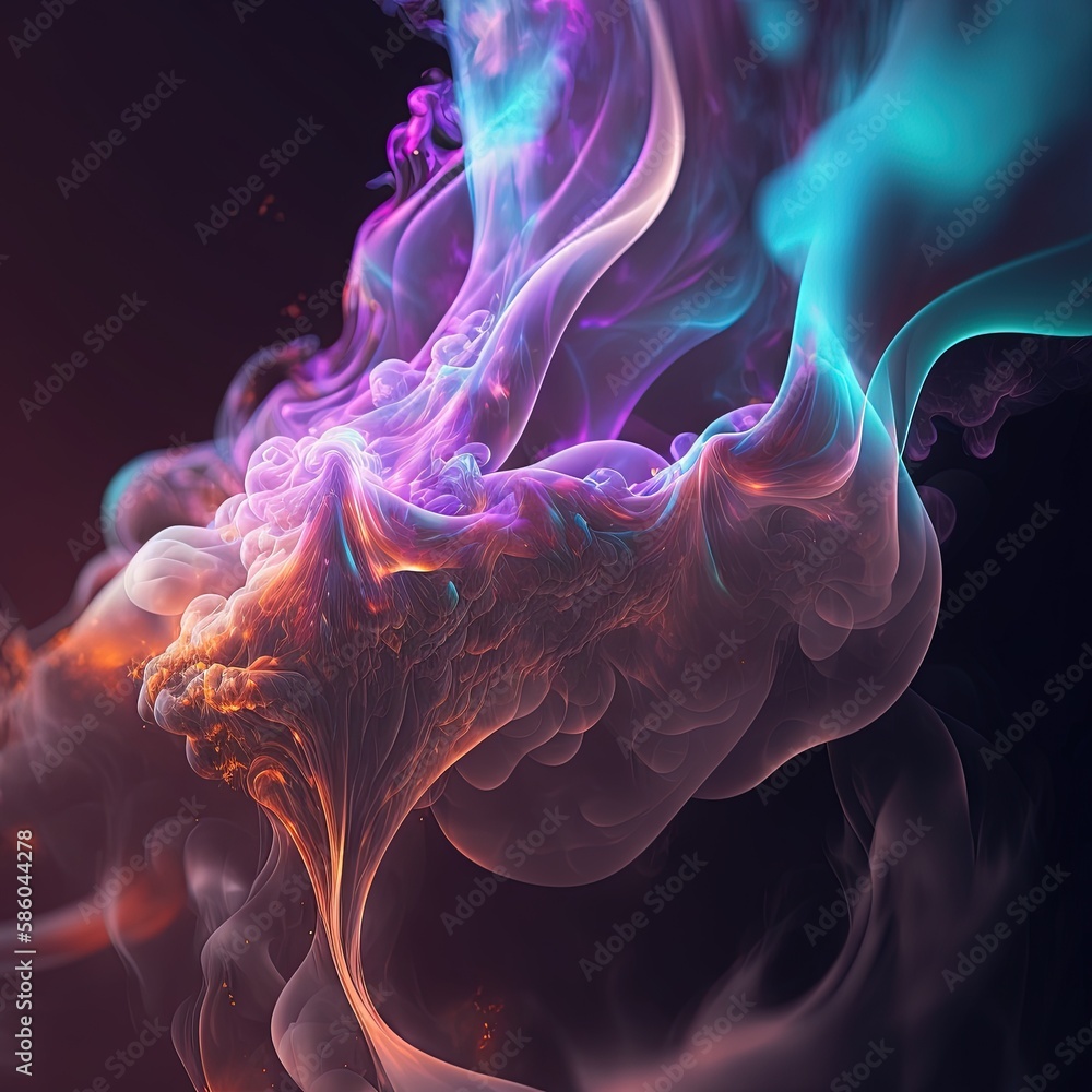 Obraz premium Colorful smoke, abstract background, wallpaper. Color bomb. Printable image. High quality. Generative AI