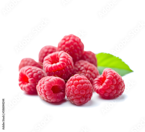 Raspberry fruits on white backgrounds. Come AI generated. Illustration.
