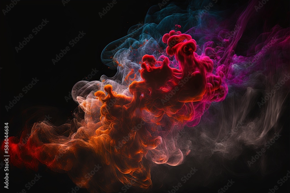 Obraz premium Colorful smoke, abstract background, wallpaper. Color bomb. Printable image. High quality. Generative AI