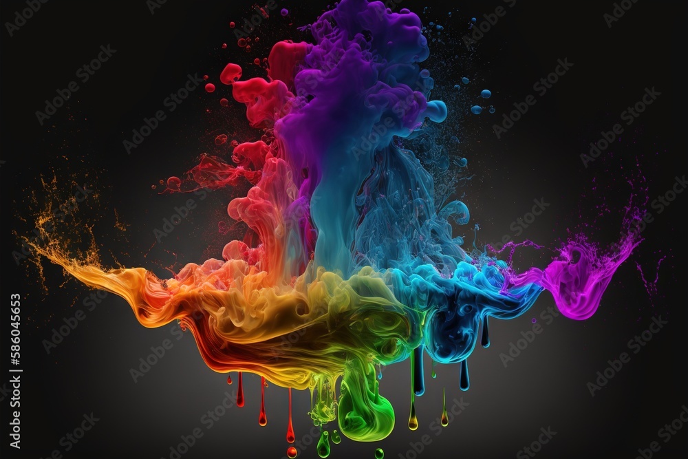 Obraz premium Colorful smoke, abstract background, wallpaper. Color bomb. Printable image. High quality. Generative AI