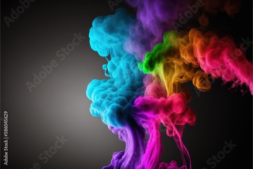 Colorful smoke, abstract background, wallpaper. Color bomb. Printable image. High quality. Generative AI