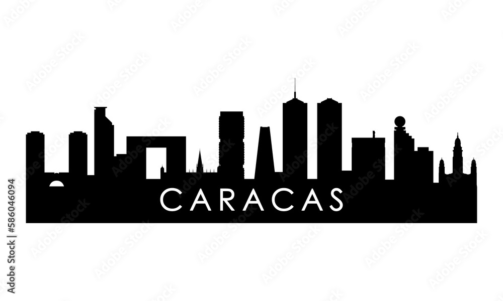 Caracas skyline silhouette. Black Caracas city design isolated on white background.