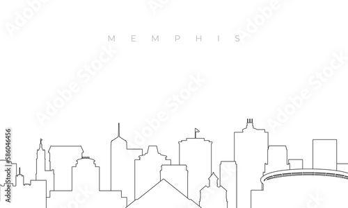 Outline Memphis skyline. Trendy template with Memphis buildings and landmarks in line style. Stock vector design.