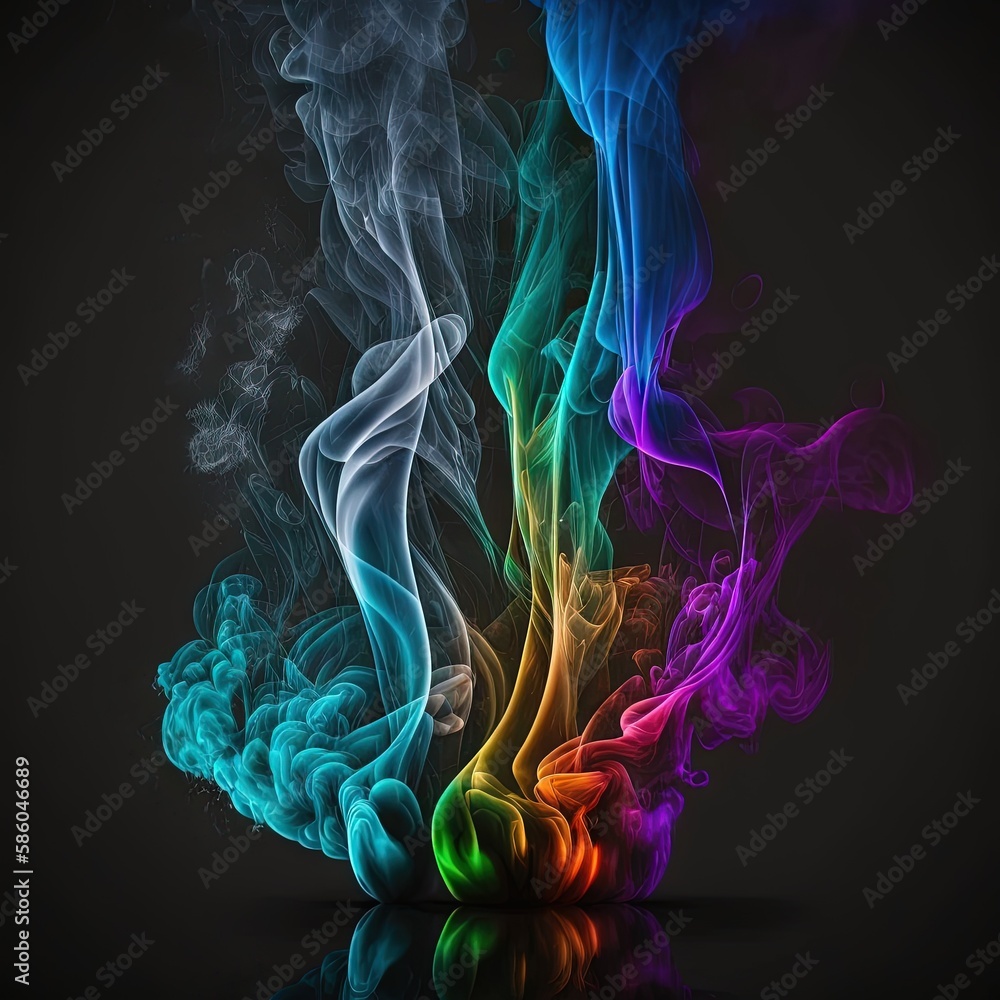 Obraz premium Colorful smoke, abstract background, wallpaper. Color bomb. Printable image. High quality. Generative AI