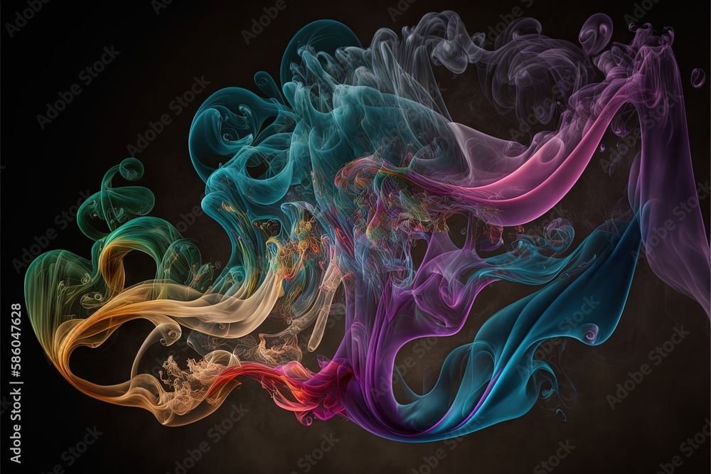 Obraz premium Colorful smoke, abstract background, wallpaper. Color bomb. Printable image. High quality. Generative AI