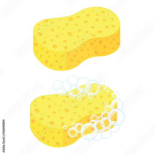 Vector image of a sponge for the body. Hygiene items and baths. The concept of cleanliness and self-care. Beautiful elements for your design. photo