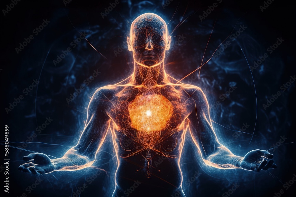male figure in the form of a anatomical diagram created with Generative AI technology male figure in the form of a anatomical diagram created with Generative AI technology