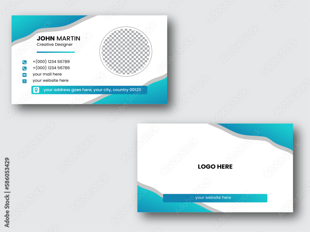 Creative and modern business card template design, simple and clean portrait and landscape orientation, horizontal layout. Creative and modern business card template design, simple and clean portrait and landscape orientation, horizontal layout.