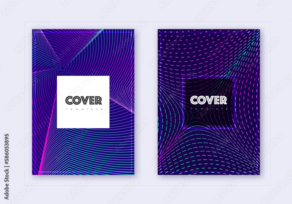 Hipster cover design template set. Neon abstract l Hipster cover design template set. Neon abstract l