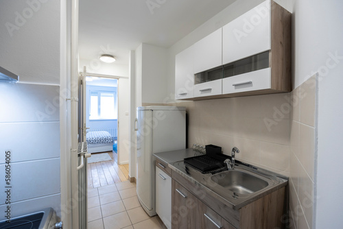 Apartment interior, small kitchen entrance area