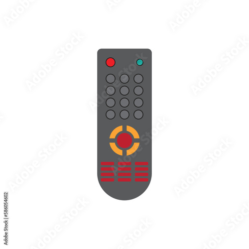 TV remote control device isolated on white background Television technology channel surfing equipment with icon buttons Technology Telecommunication Keyboard. Vector.