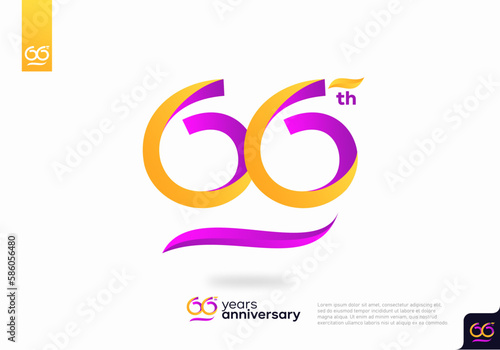 Number 66 logo icon design, 66th birthday logo number, 66th anniversary. photo