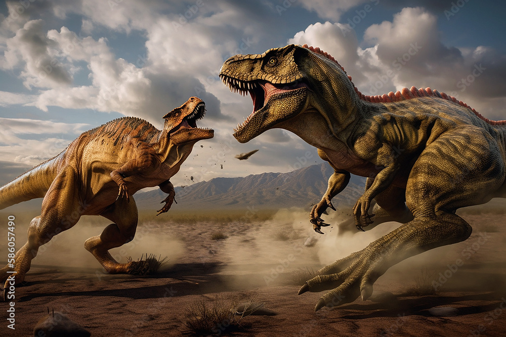 dinosaurs fighting Generative AI dinosaurs fighting Generative AI