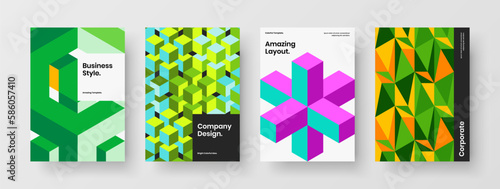 Clean mosaic hexagons corporate cover concept collection. Unique brochure A4 vector design illustration composition.
