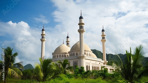 Illustration Of Holy Mosque In Ramadan Kareem, Generative Ai