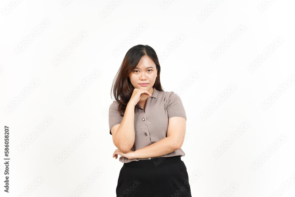 Looking camera and smiling Of Beautiful Asian Woman Isolated On White Background Looking camera and smiling Of Beautiful Asian Woman Isolated On White Background