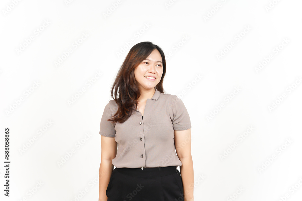 Smiling and Looking away Of Beautiful Asian Woman Isolated On White Background Smiling and Looking away Of Beautiful Asian Woman Isolated On White Background