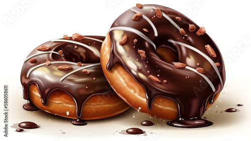 Donut Chocolate Covered On Transparent Background, Generative Ai