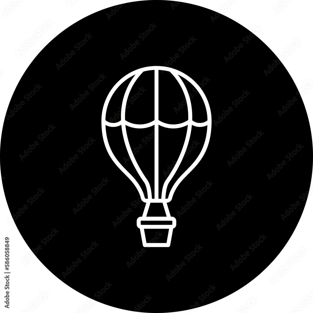 Hot Air Balloon Line Inverted Icon Hot Air Balloon Line Inverted Icon