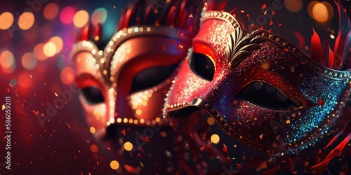 Carnival Party Mini size Venetian Masks with Generative AI technology
