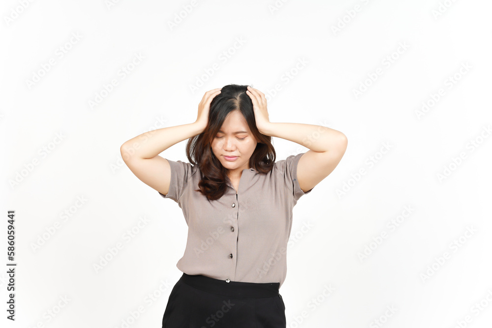 Suffering Headache Gesture Of Beautiful Asian Woman Isolated On White Background Suffering Headache Gesture Of Beautiful Asian Woman Isolated On White Background