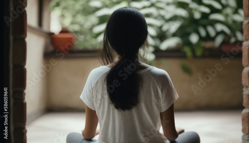 Woman in a yoga pose, Zen m...