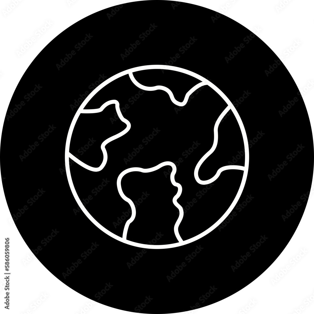 Planet Earth Line Inverted Icon Planet Earth Line Inverted Icon