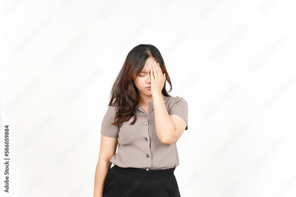 Suffering Headache Gesture Of Beautiful Asian Woman Isolated On White Background Suffering Headache Gesture Of Beautiful Asian Woman Isolated On White Background
