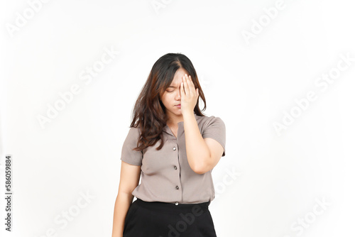 Suffering Headache Gesture Of Beautiful Asian Woman Isolated On White Background © Sino Images Studio