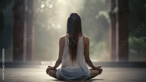 Woman in a yoga pose, Zen m...