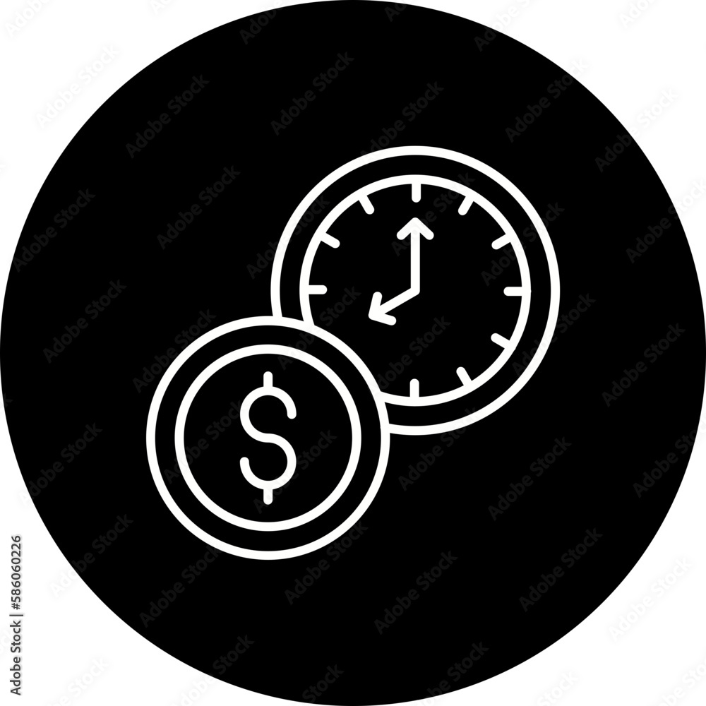 Time Is Money Line Inverted Icon Time Is Money Line Inverted Icon