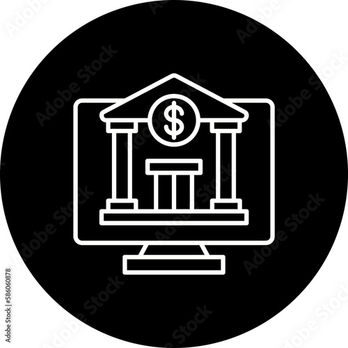 Online Banking Line Inverted Icon