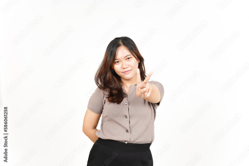 Showing Peace Sign and Smiling Of Beautiful Asian Woman Isolated On White Background Showing Peace Sign and Smiling Of Beautiful Asian Woman Isolated On White Background