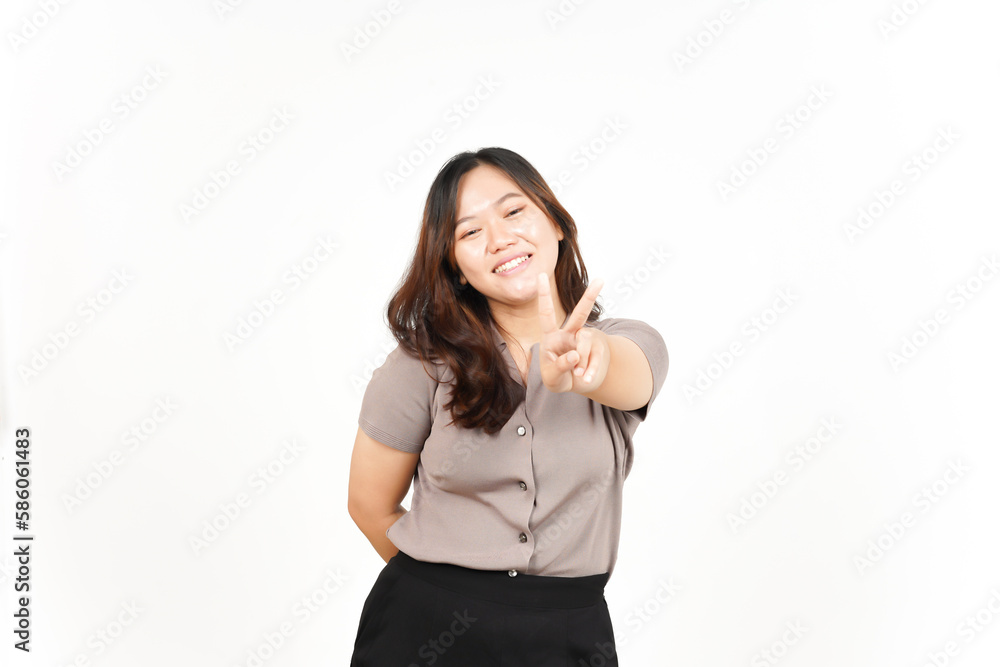 Showing Peace Sign and Smiling Of Beautiful Asian Woman Isolated On White Background Showing Peace Sign and Smiling Of Beautiful Asian Woman Isolated On White Background
