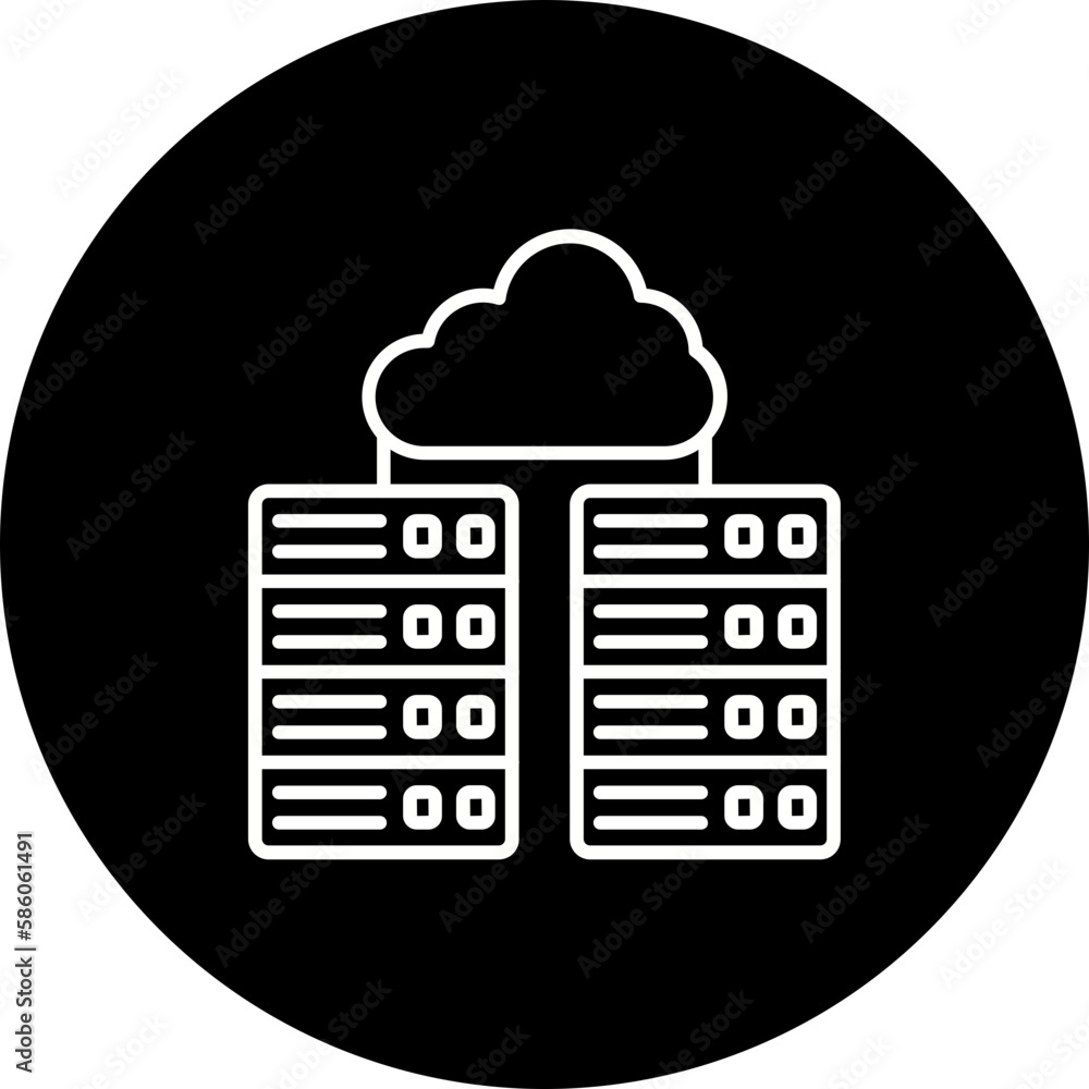 Data Center Line Inverted Icon